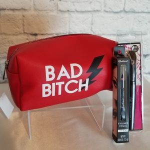 Red & Black Lightning Makeup Bag +eye pencil/Brush